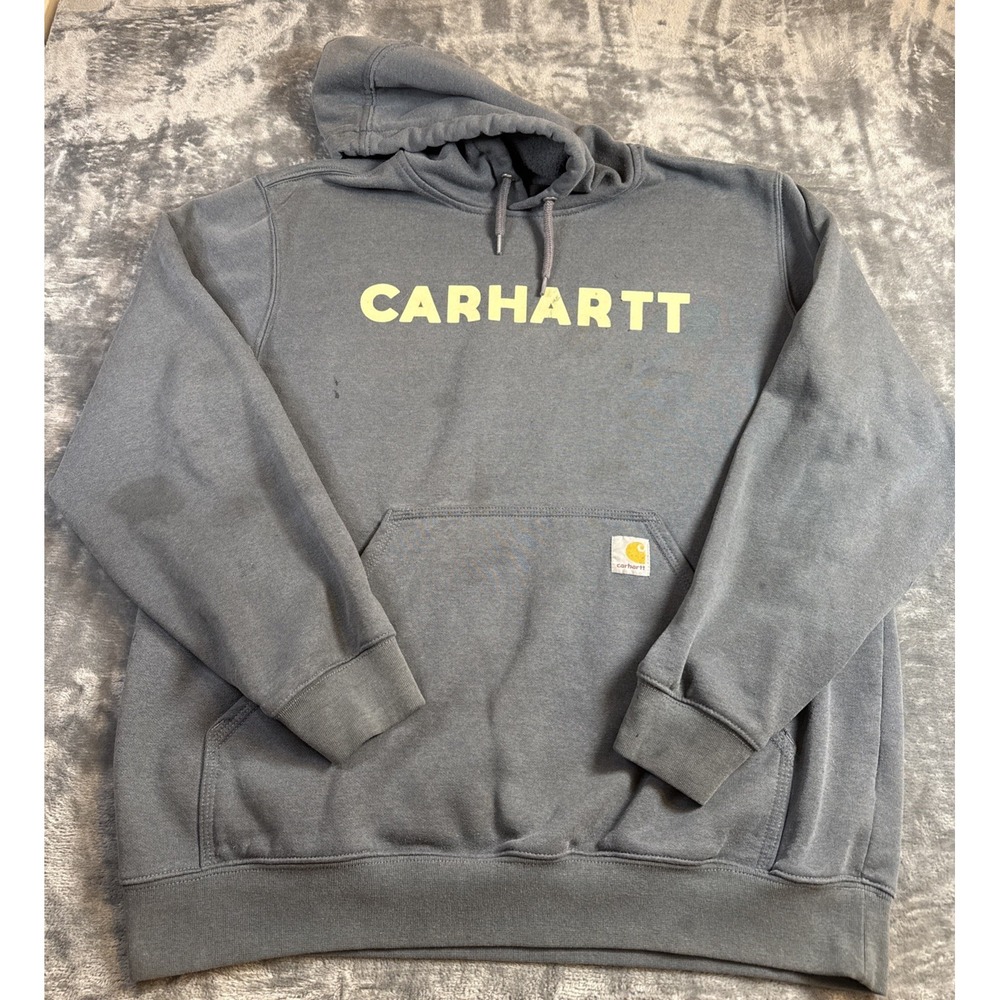 Carhartt Loose Fit  Hoodie Adult Large Gray Sweatshirt Long Sleeve  Distressed